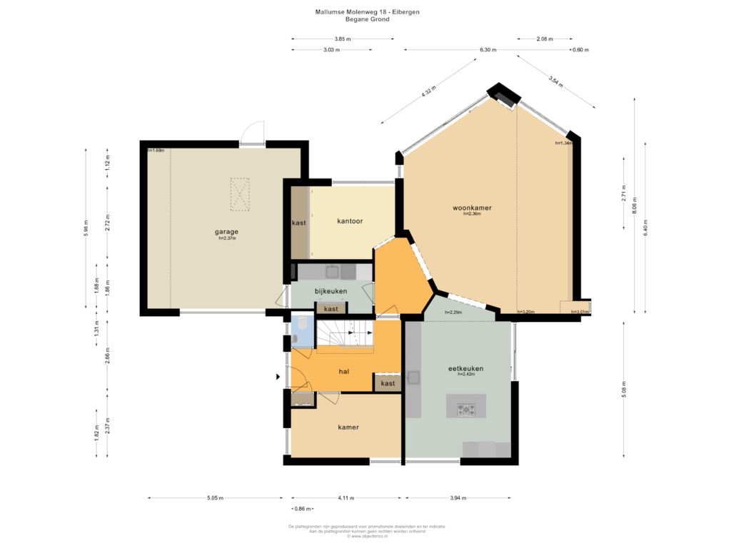 Bekijk plattegrond van BEGANE GROND van Mallumse Molenweg 18