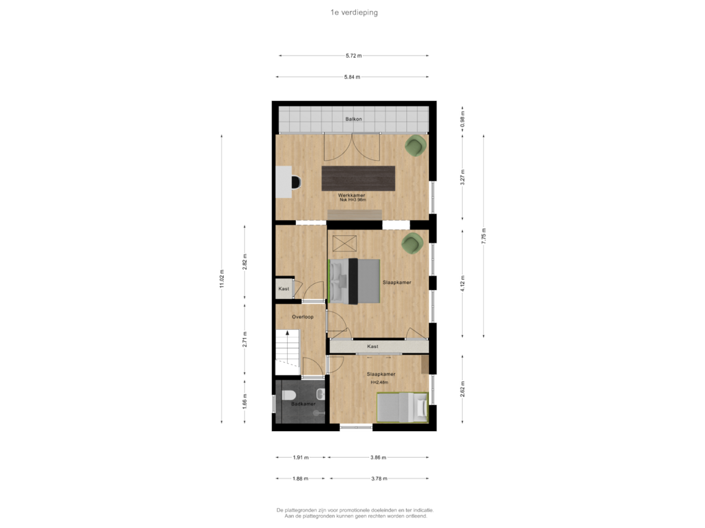 Bekijk plattegrond van 1e verdieping van Poggenbeekstraat 25