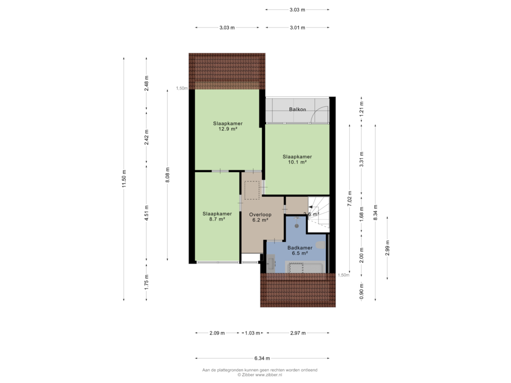 View floorplan of Eerste verdieping of Van der Munniklaan 18