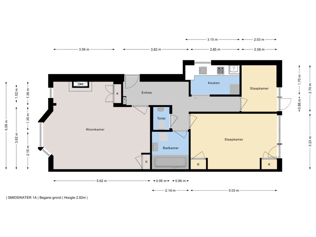 Bekijk plattegrond van Begane grond van Smidswater 1-A