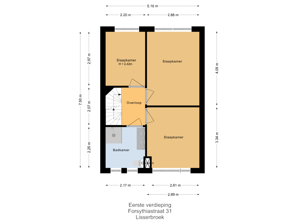 Bekijk plattegrond van Eerste verdieping van Forsythiastraat 31