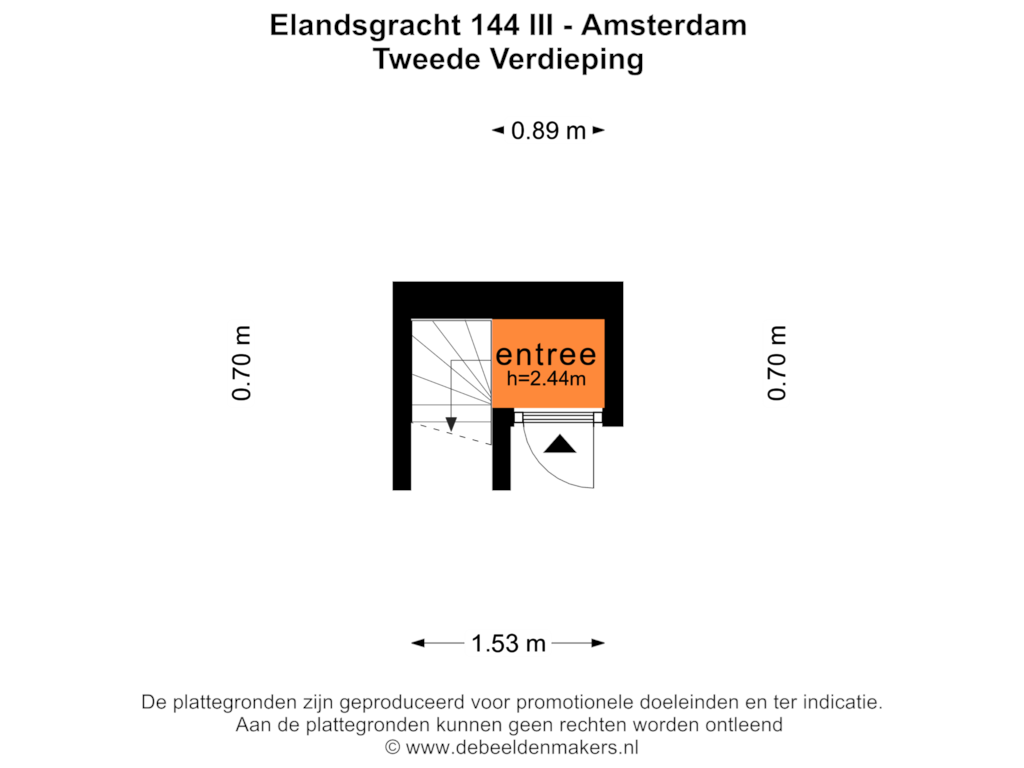 Bekijk plattegrond van TWEEDE VERDIEPING van Elandsgracht 144-3