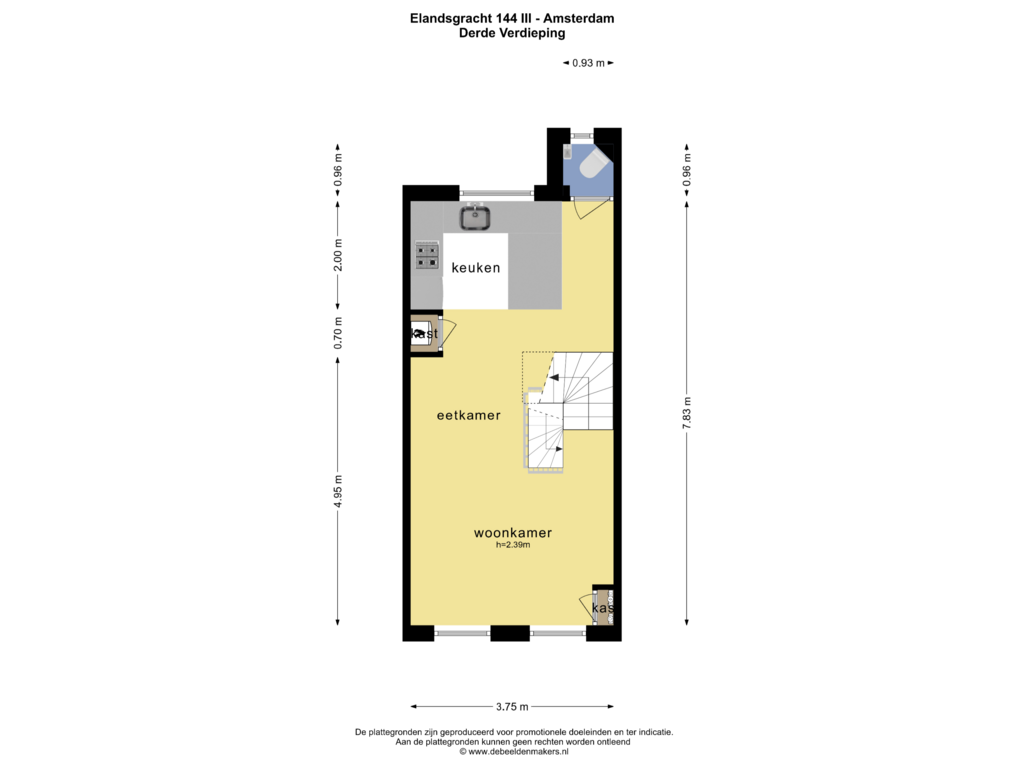 Bekijk plattegrond van DERDE VERDIEPING van Elandsgracht 144-3