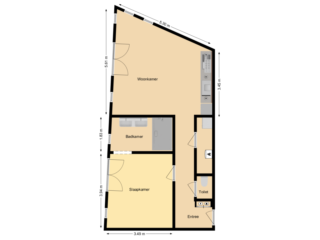 Bekijk plattegrond van First floor van Kleine Dorpsstraat 4-E