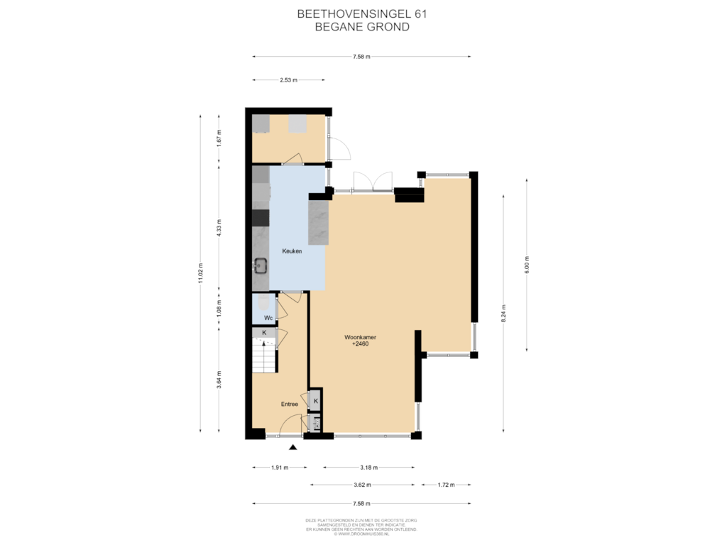 View floorplan of Begane grond of Beethovensingel 61