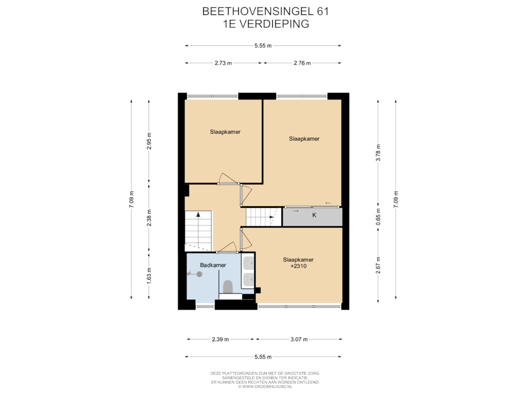 View floorplan of 1E Verdieping of Beethovensingel 61