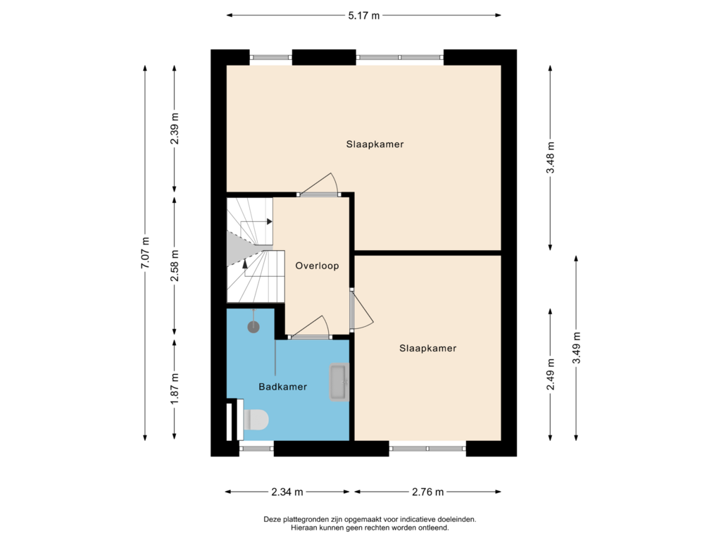 Bekijk plattegrond van Eerste verdieping van De Kamp 7