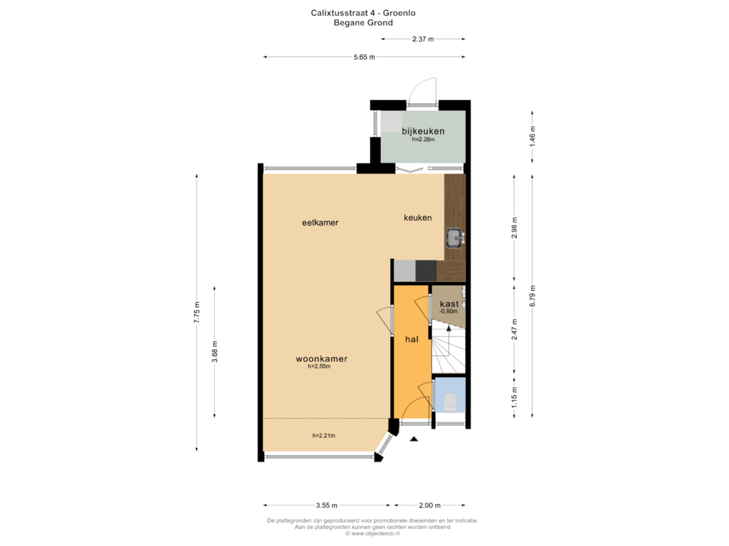 Bekijk plattegrond van BEGANE GROND van Calixtusstraat 4