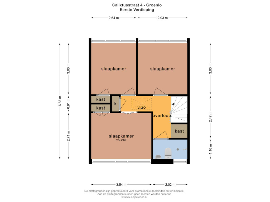 Bekijk plattegrond van EERSTE VERDIEPING van Calixtusstraat 4