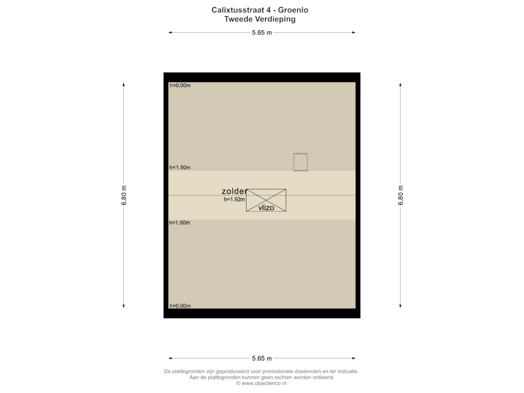 Bekijk plattegrond van TWEEDE VERDIEPING van Calixtusstraat 4