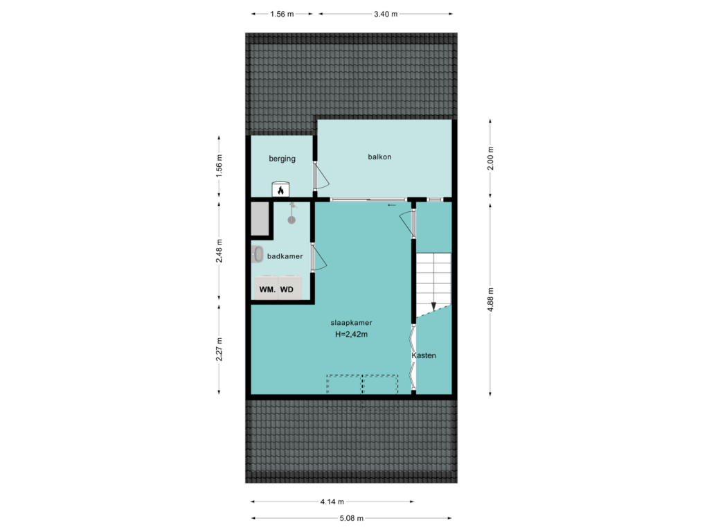 View floorplan of Tweede verdieping of Van Gelderlaan 28