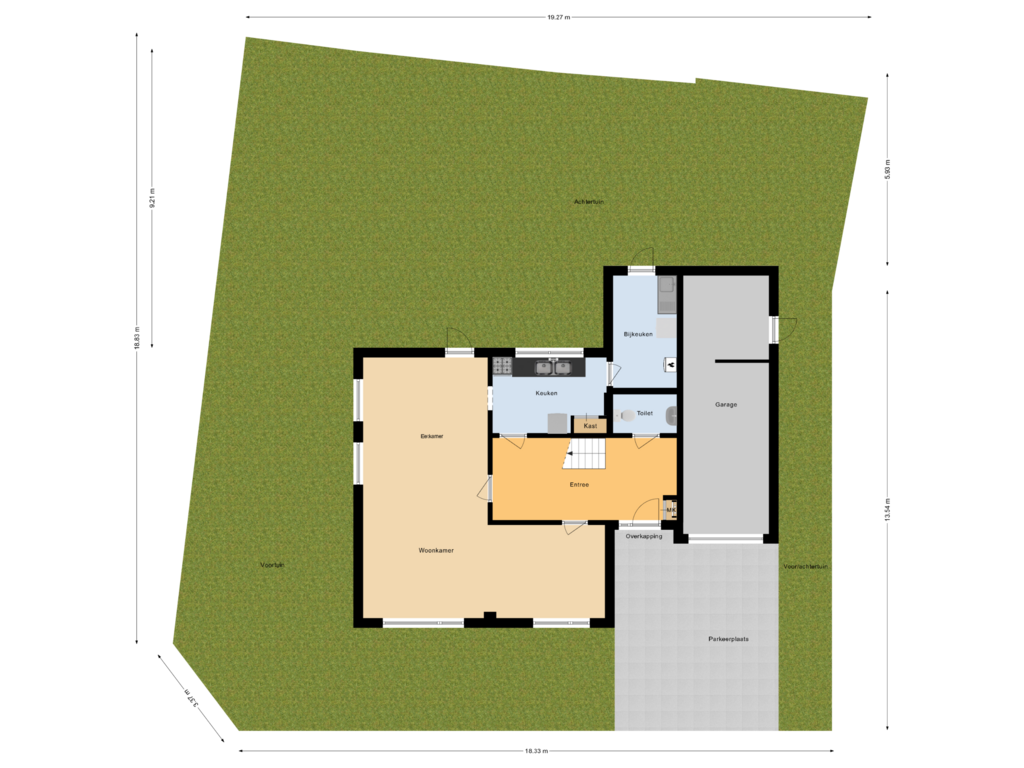 Bekijk plattegrond van Situatie van Blauwe Vogelweg 3