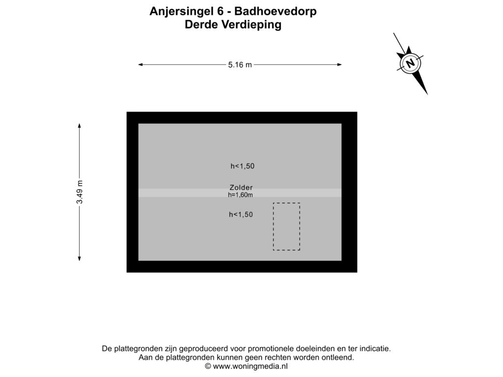 View floorplan of Derde Verdieping of Anjersingel 6