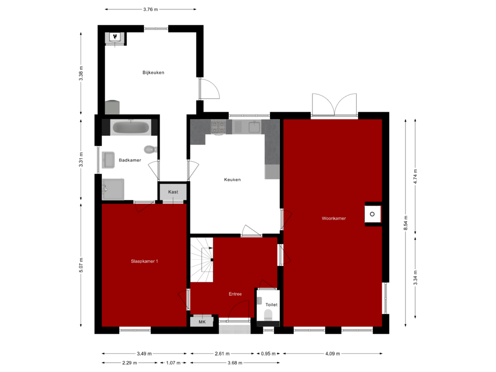 Bekijk plattegrond van Begane grond van Duinstraat 51