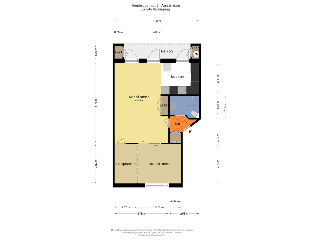 Bekijk plattegrond van EERSTE VERDIEPING van Hembrugstraat 3-1