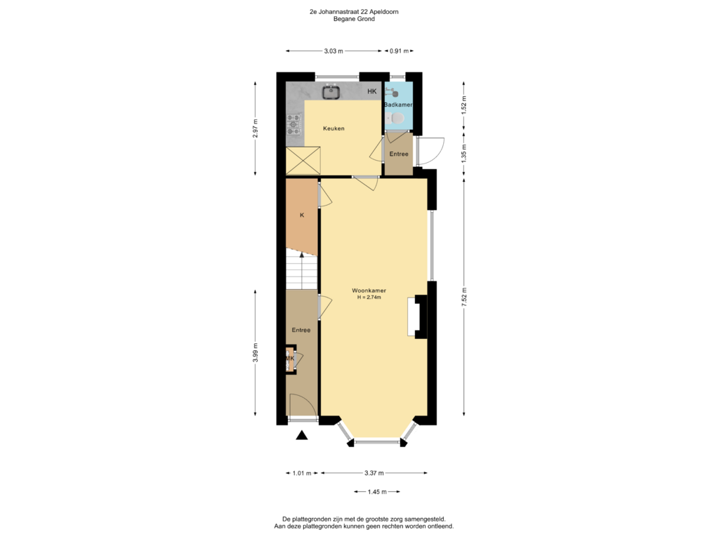 Bekijk plattegrond van Begane Grond van 2e Johannastraat 22