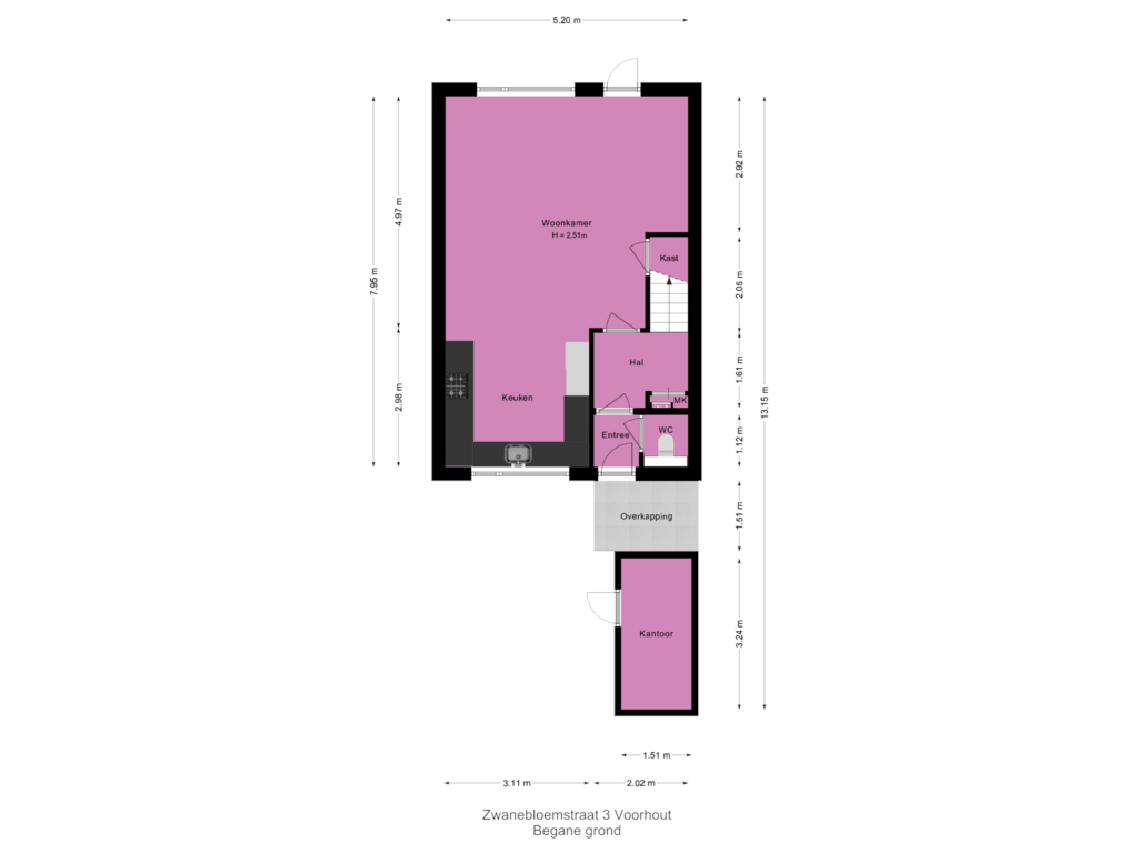 View floorplan of Begane grond of Zwanebloemstraat 3