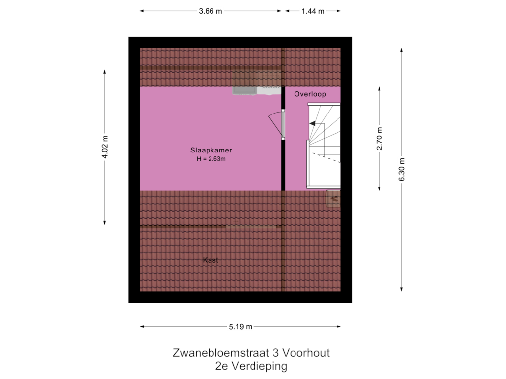 View floorplan of 2e Verdieping of Zwanebloemstraat 3