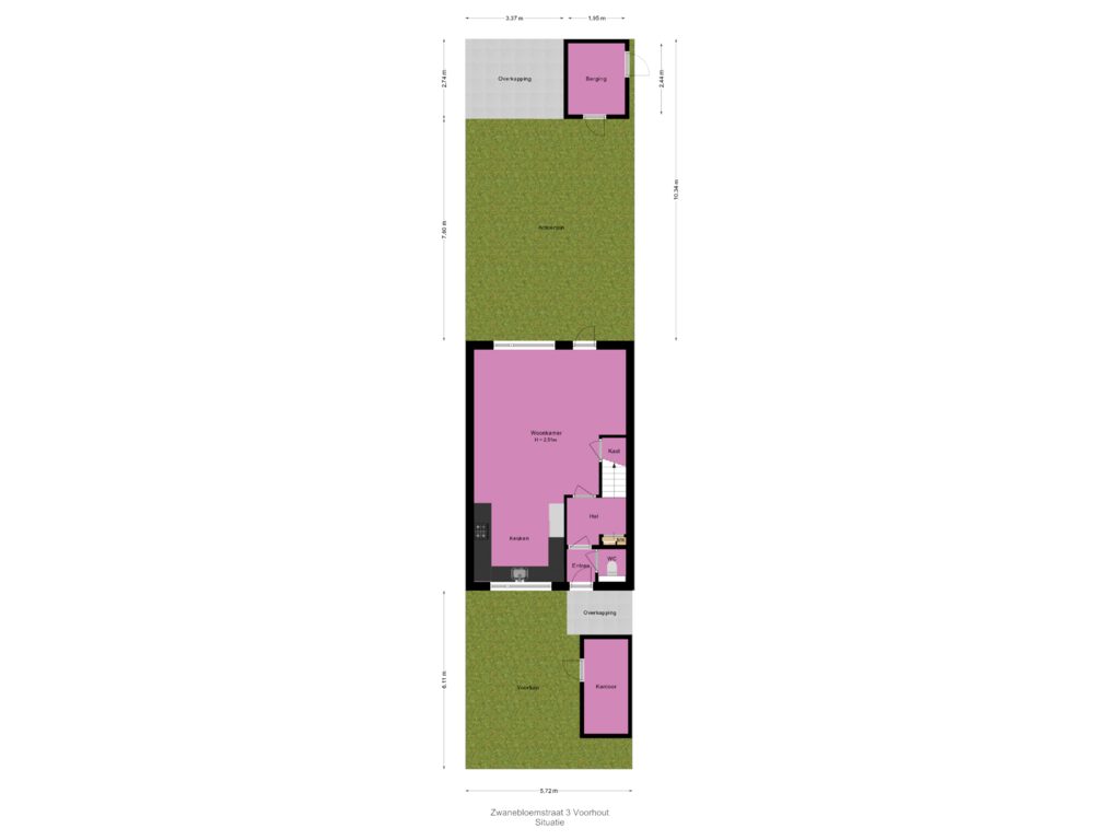 View floorplan of Situatie of Zwanebloemstraat 3