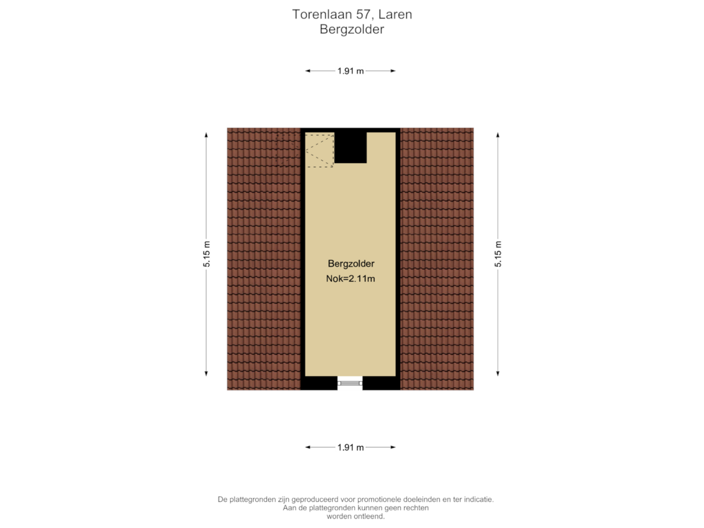 View floorplan of Bergzolder of Torenlaan 57