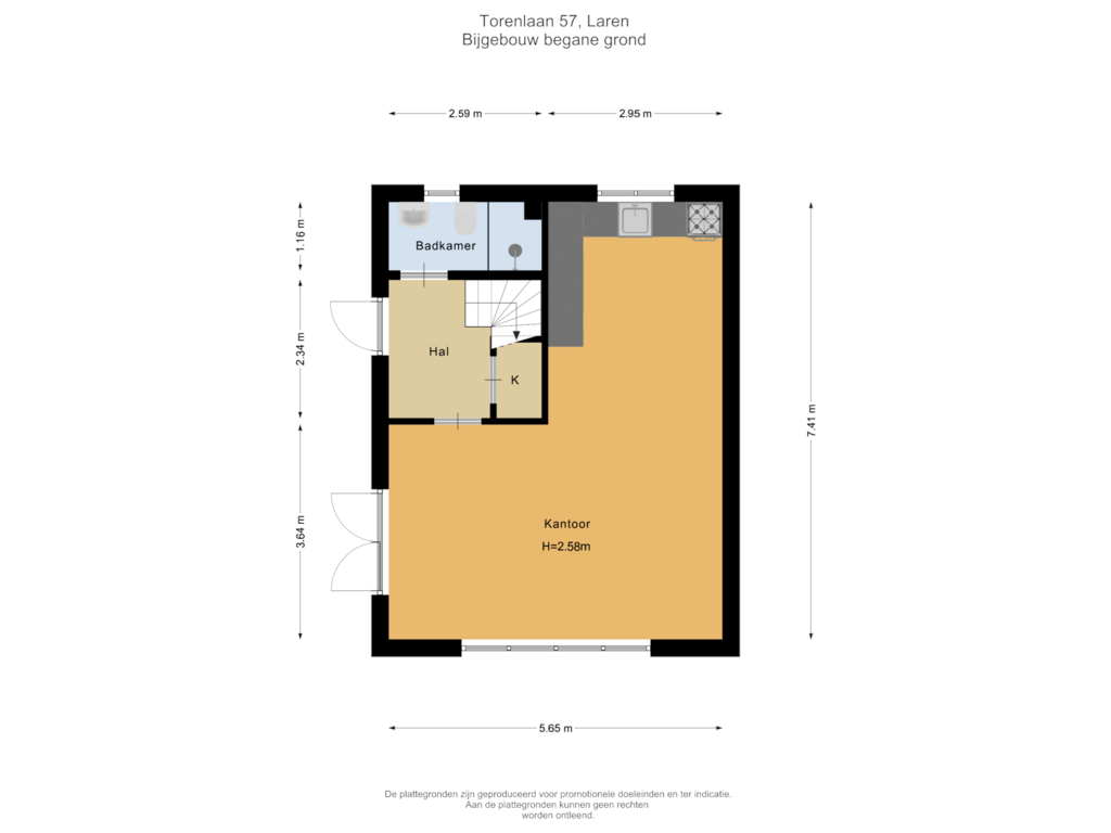 View floorplan of Bijgebouw begane grond of Torenlaan 57