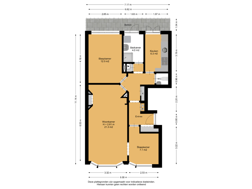 View floorplan of Appartement of Driebergenstraat 207