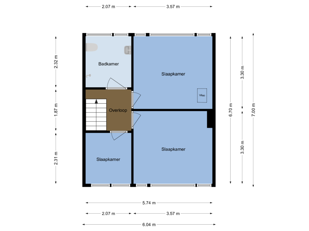 Bekijk plattegrond van Derde Verdieping van Beerzestraat 12-BS