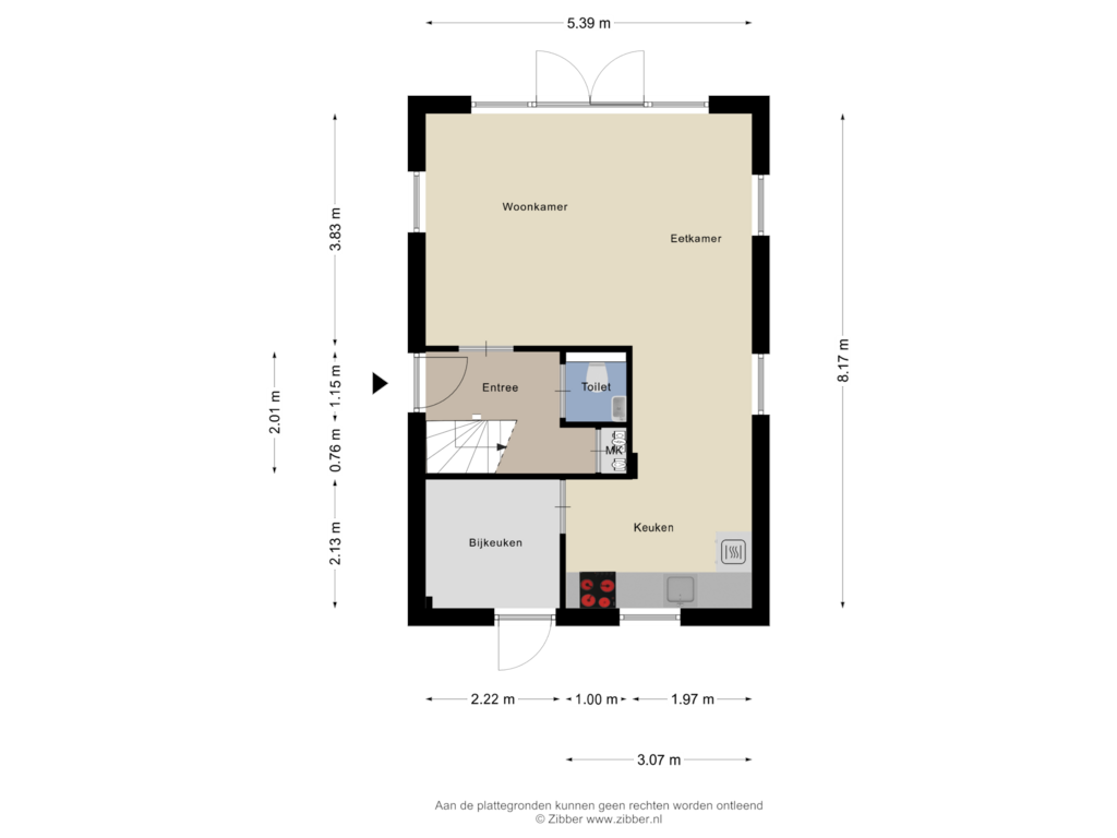 Bekijk plattegrond van Begane grond van Roegeweg 1-24