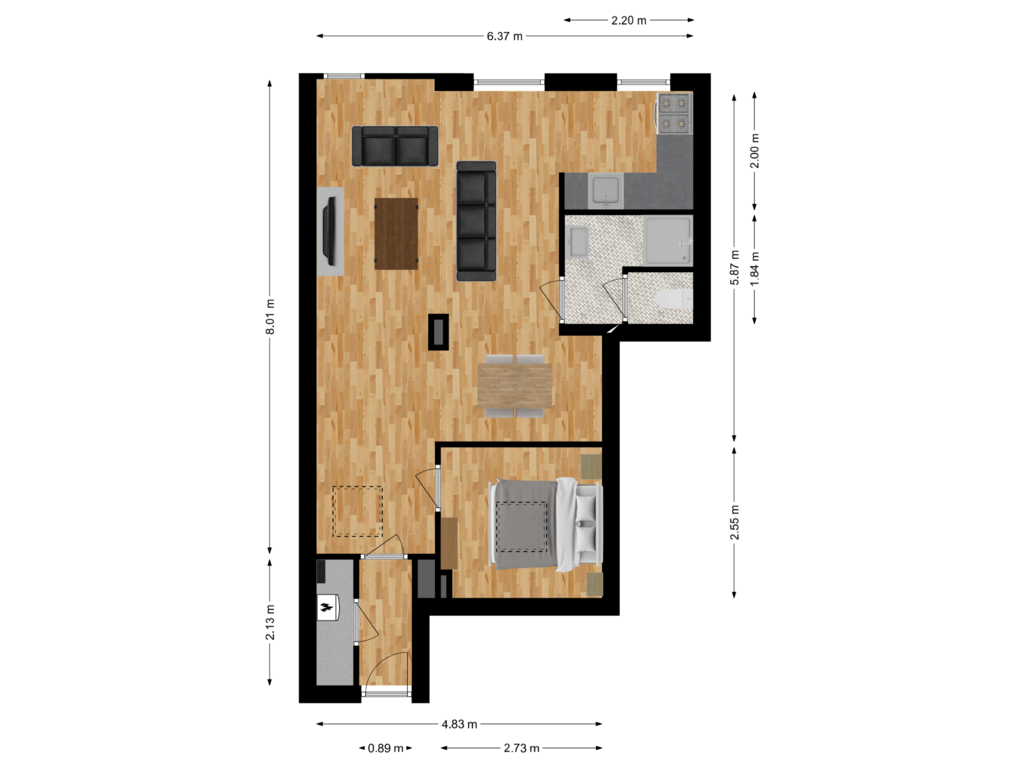 Bekijk plattegrond van Appartement van Korvelseweg 188-A