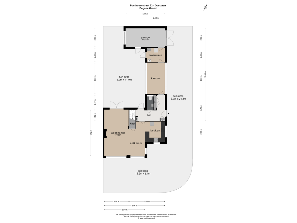 Bekijk plattegrond van Begane Grond van Posthoornstraat 22