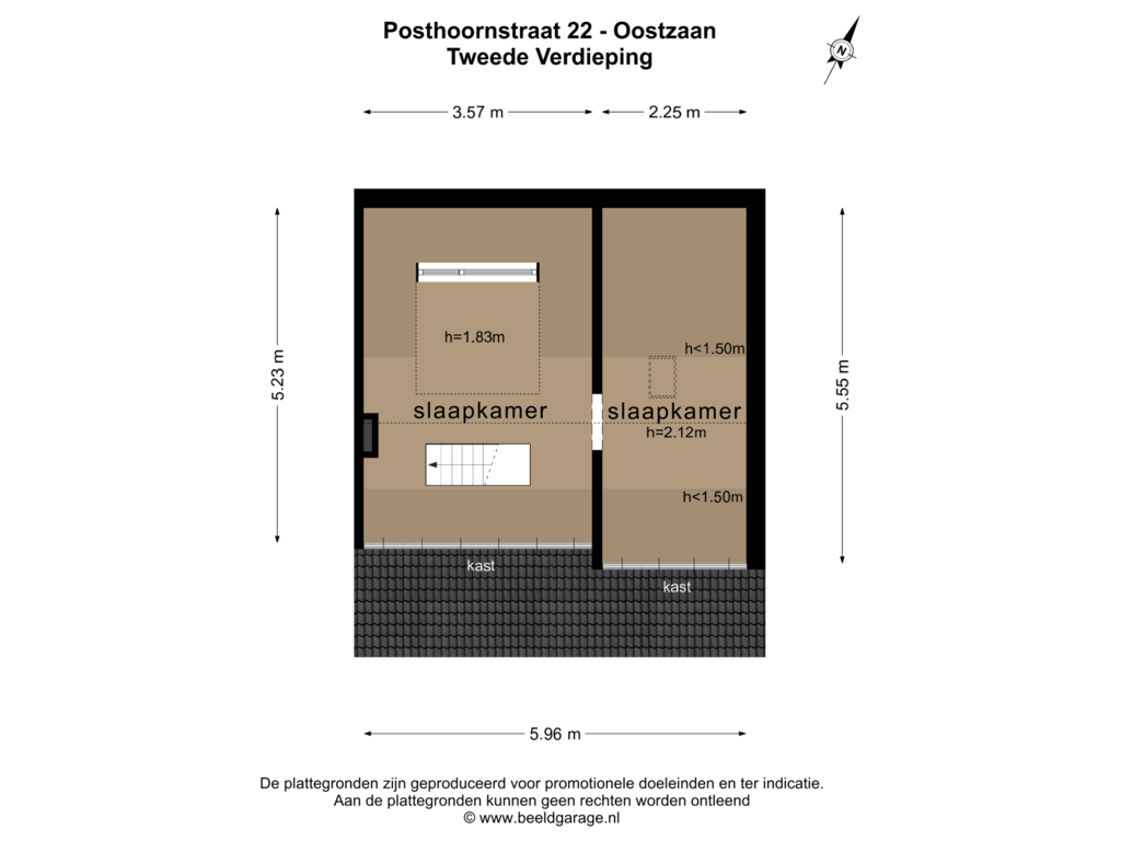 Bekijk plattegrond van Tweede Verdieping van Posthoornstraat 22