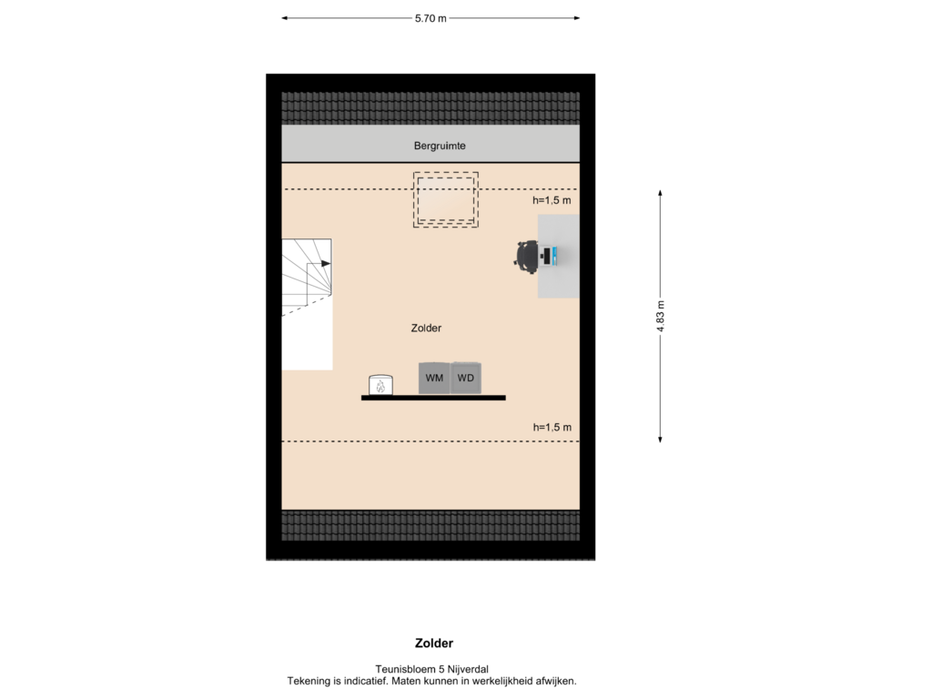 View floorplan of Zolder of Teunisbloem 5