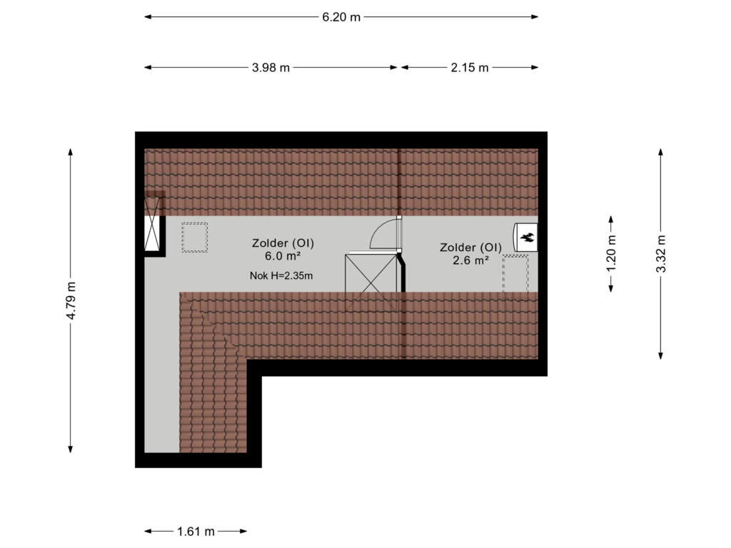 View floorplan of 2e verdieping of Mezenlaan 11