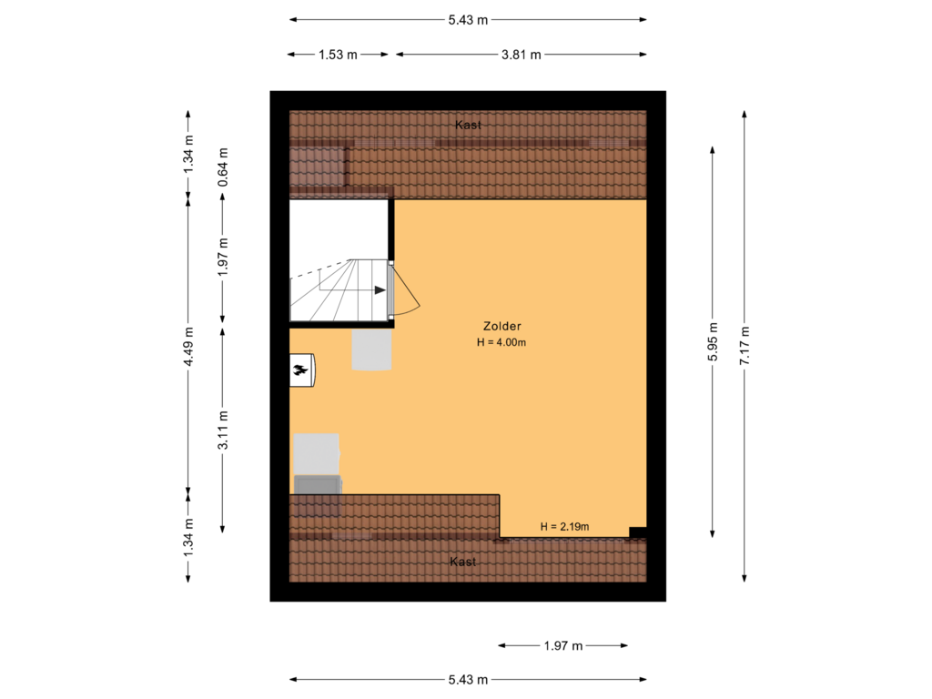 View floorplan of Tweede verdieping of Musicaldreef 63