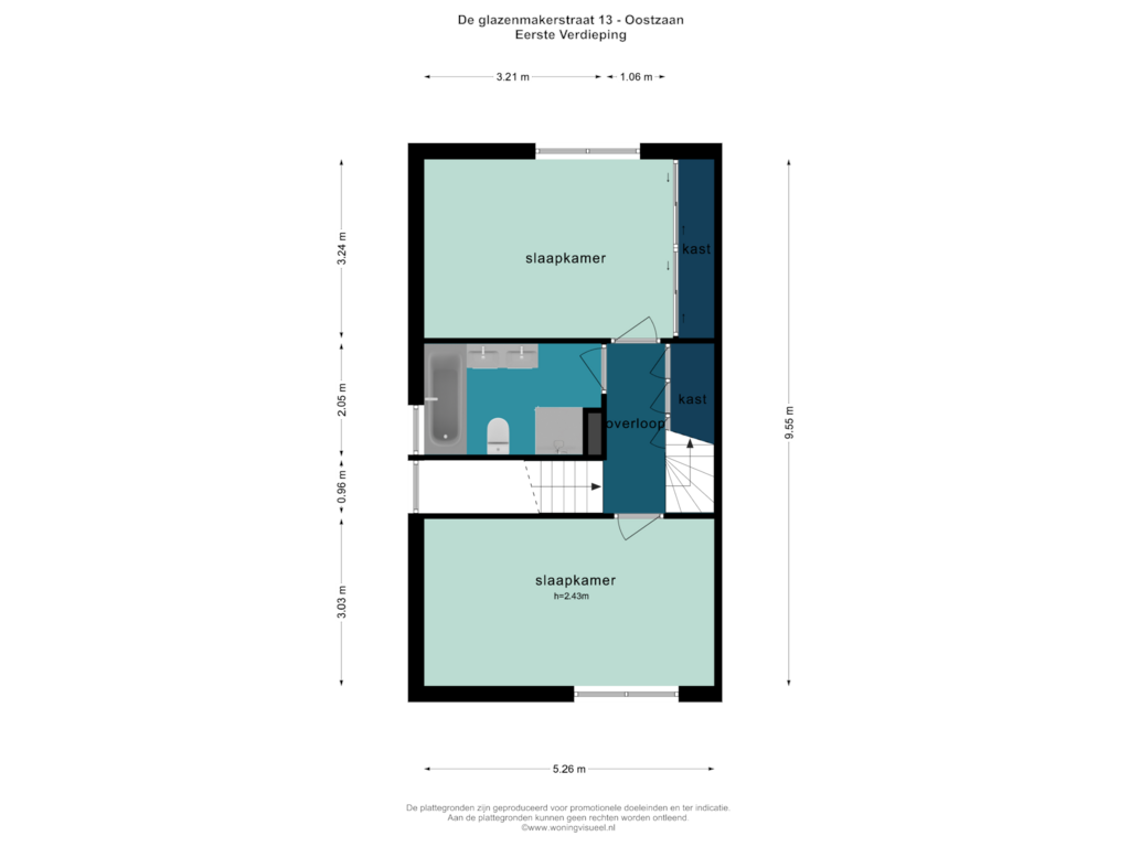 View floorplan of EERSTE VERDIEPING of De Glazenmakerstraat 13