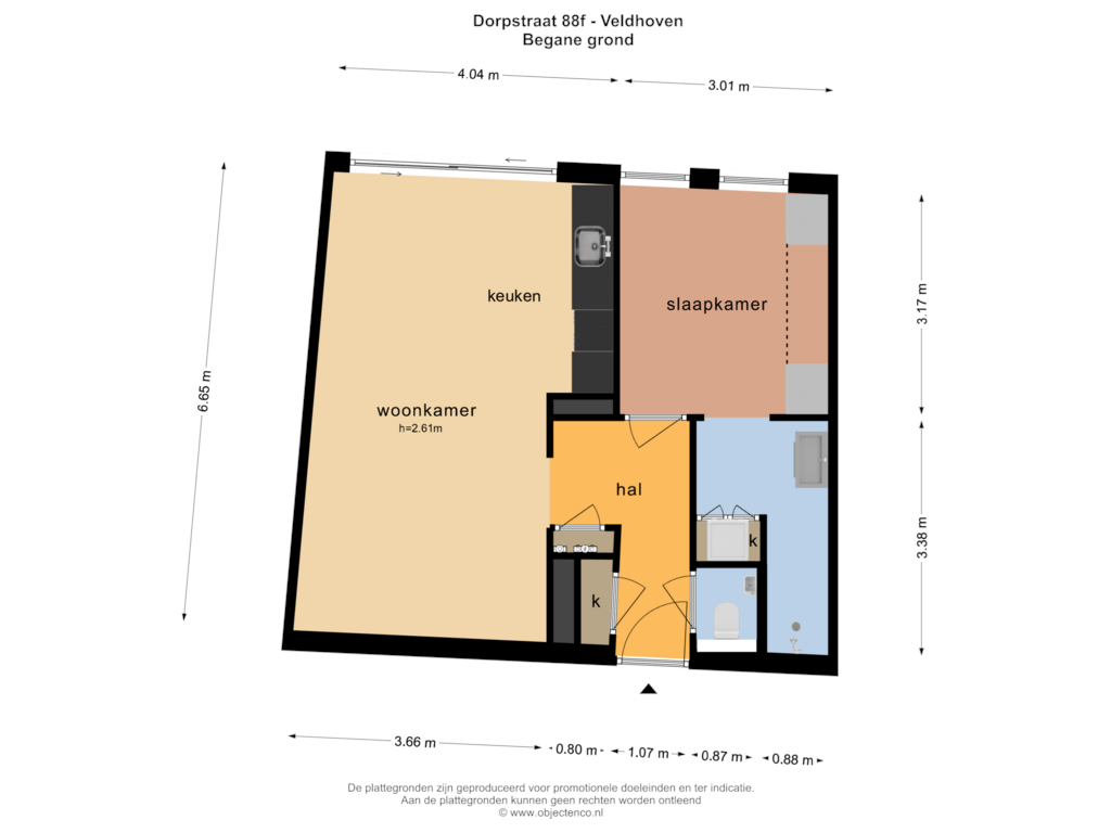 Bekijk plattegrond van BEGANE GROND van Dorpstraat 88-F