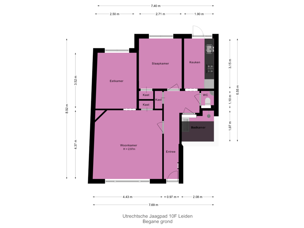 Bekijk plattegrond van Begane grond van Utrechtse Jaagpad 10-F