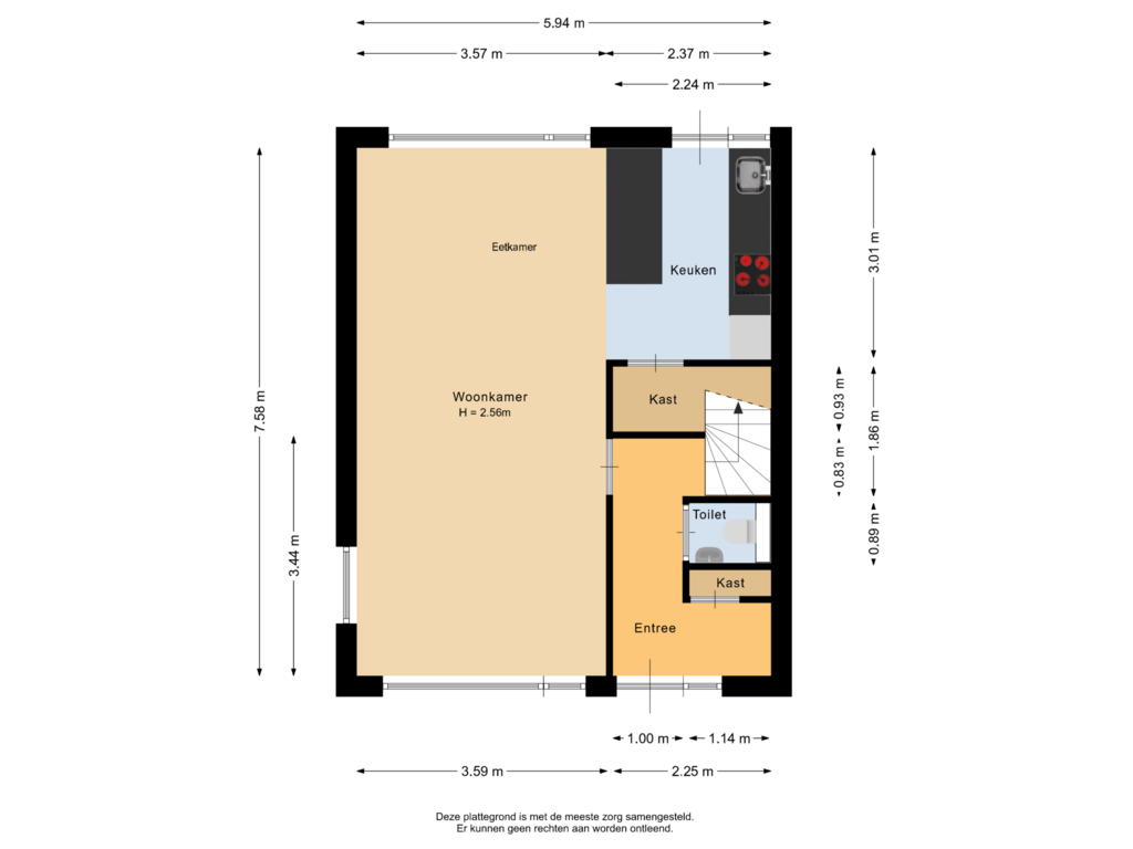 Bekijk plattegrond van Begane grond van De Wieken 23