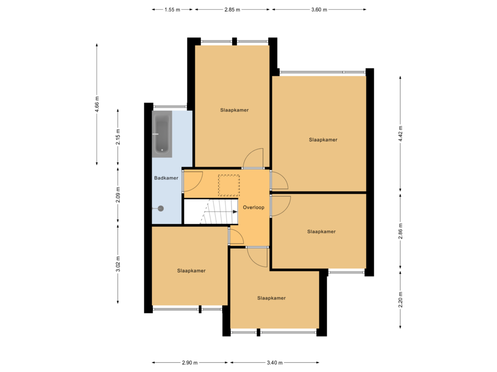 Bekijk plattegrond van 1e Verdieping van Tweeloo 19