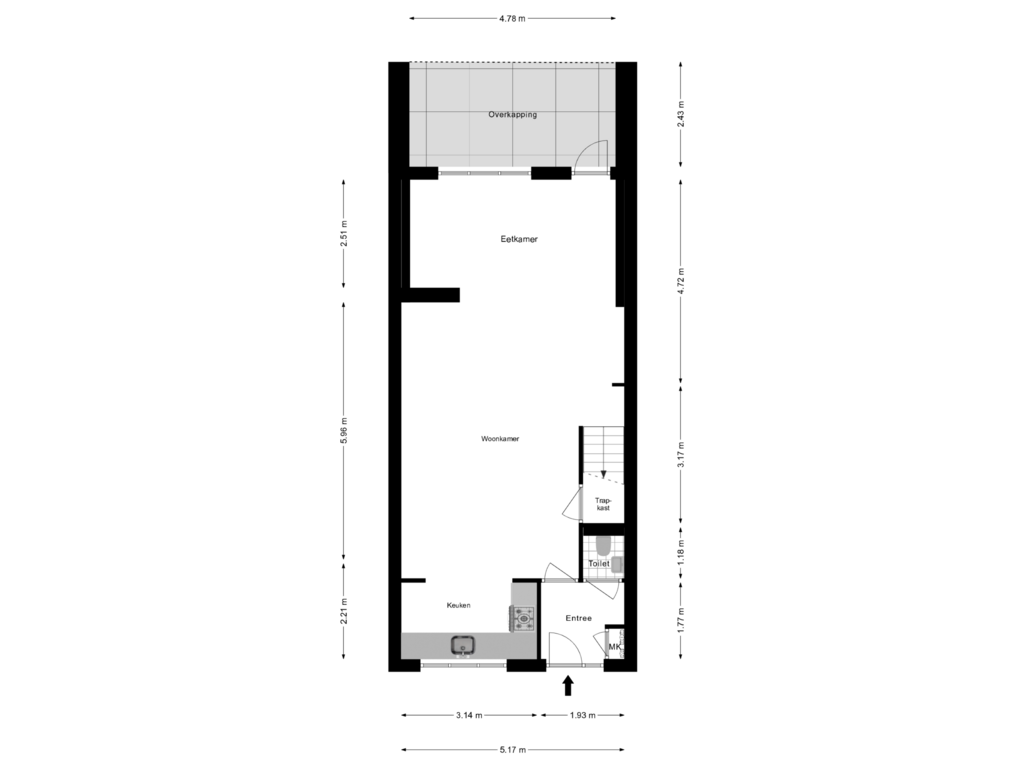 View floorplan of Begane Grond of Botsehei 36