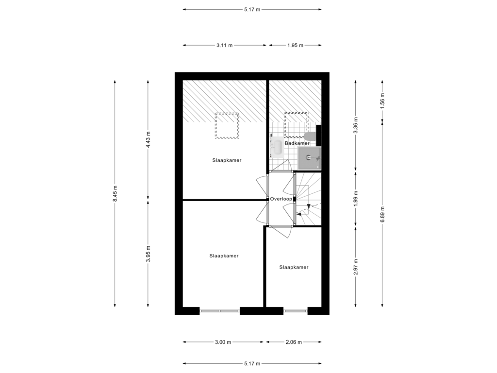 View floorplan of 1e Verdieping of Botsehei 36