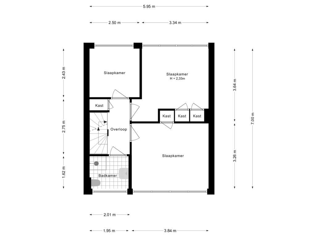 View floorplan of 1e Verdieping of A. Mauvestraat 110