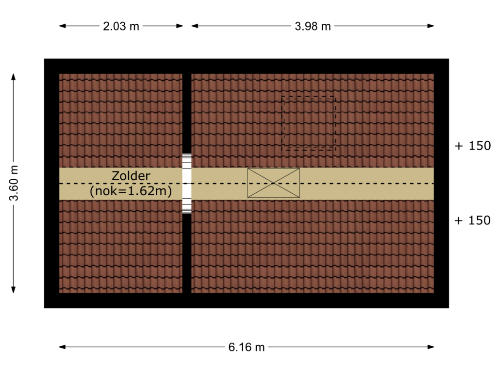 View floorplan of tweede verdieping of Bernhardstraat 7