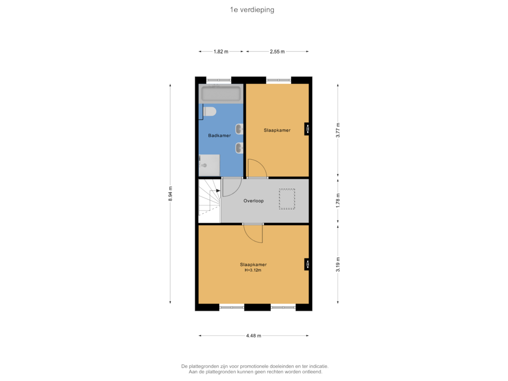 Bekijk plattegrond van 1e verdieping van Berg en Dalseweg 221