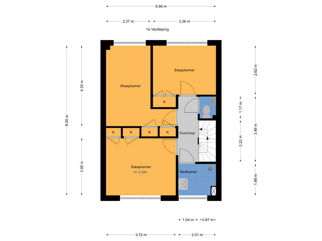 Bekijk plattegrond van 1e Verdieping van Rozenpad 32