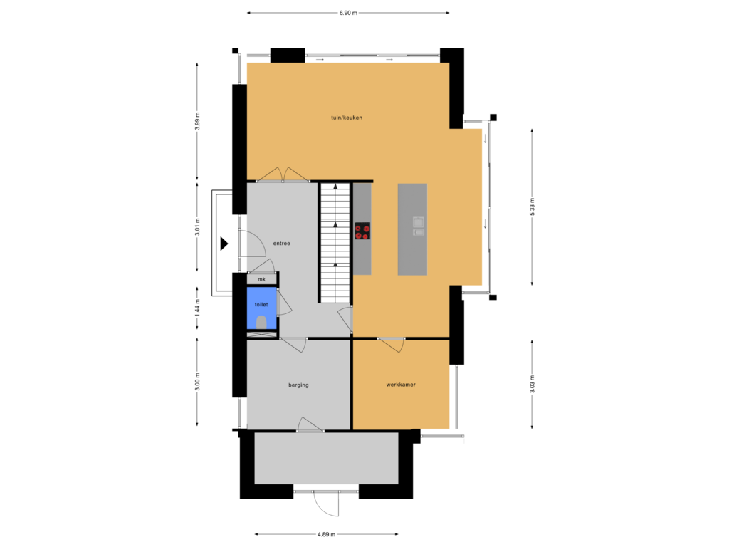 Bekijk plattegrond van begane grond van Westbatterijlaan 2