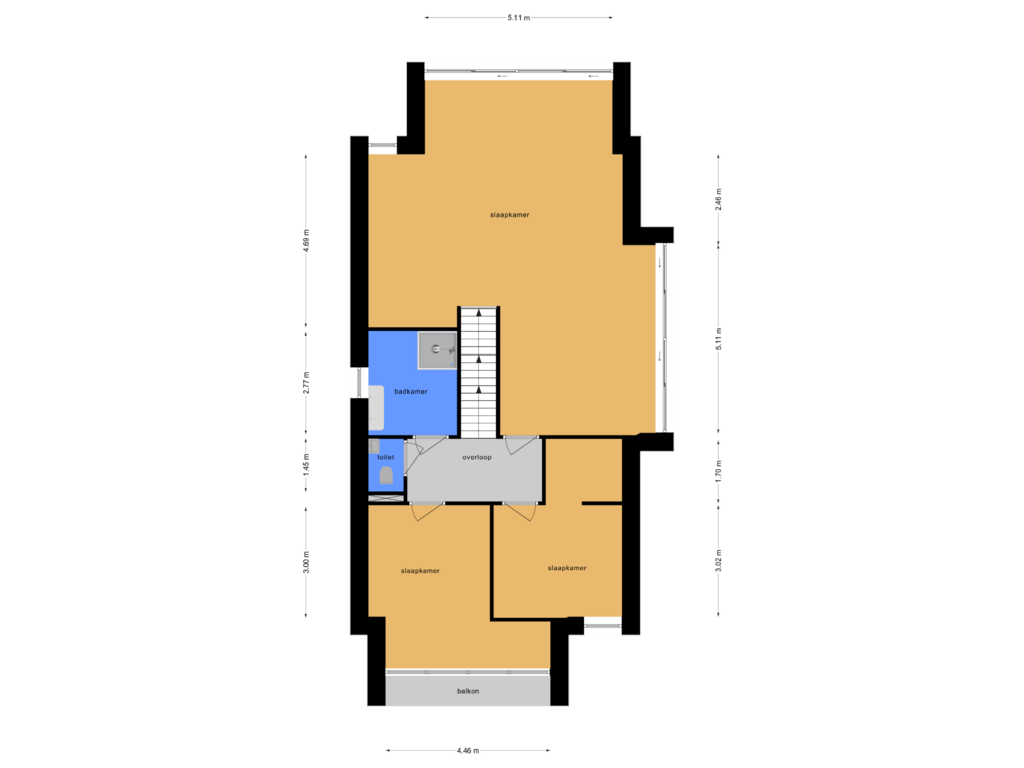 Bekijk plattegrond van eerste verdieping van Westbatterijlaan 2