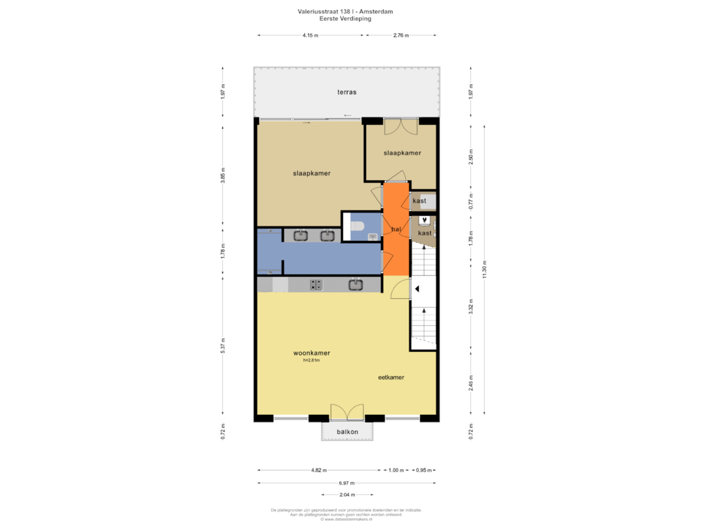 View floorplan of EERSTE VERDIEPING of Valeriusstraat 138-1