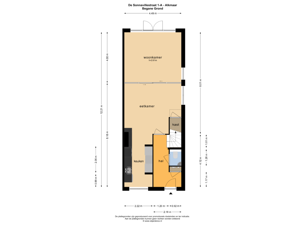 Bekijk plattegrond van BEGANE GROND van De Sonnavillestraat 1-A