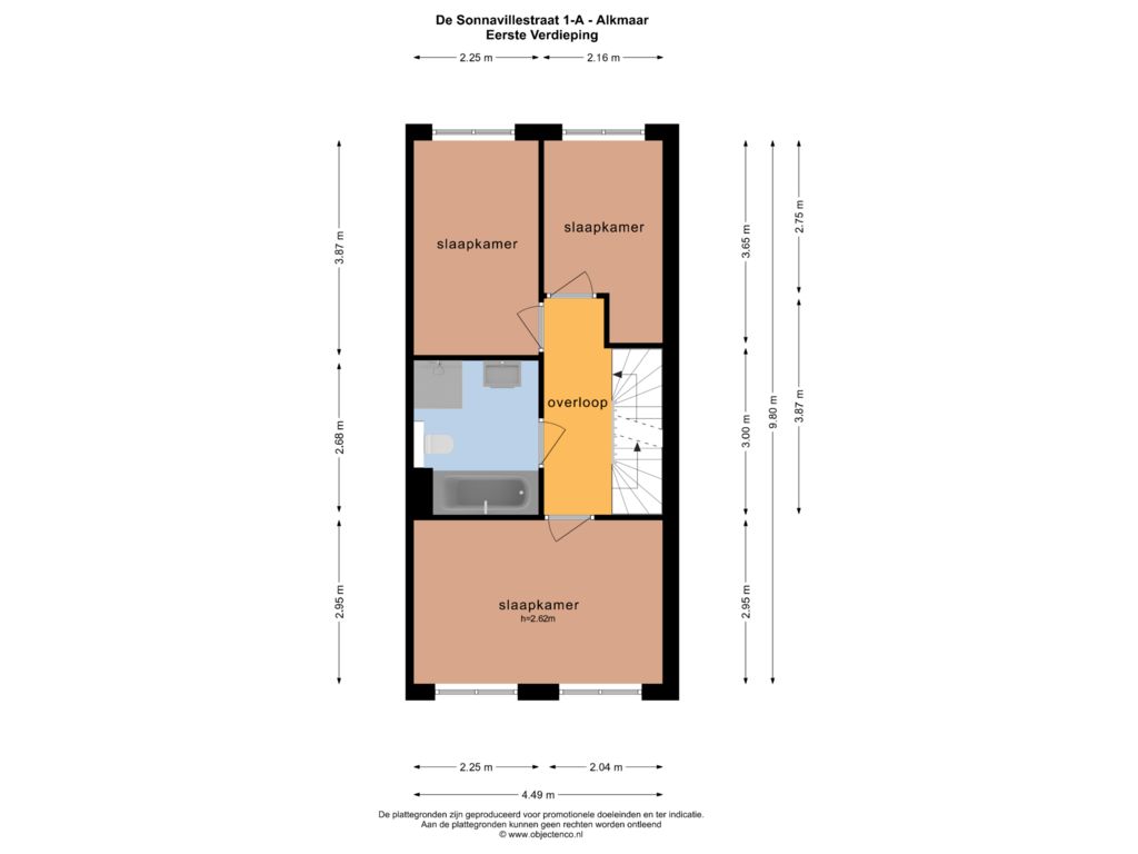 Bekijk plattegrond van EERSTE VERDIEPING van De Sonnavillestraat 1-A